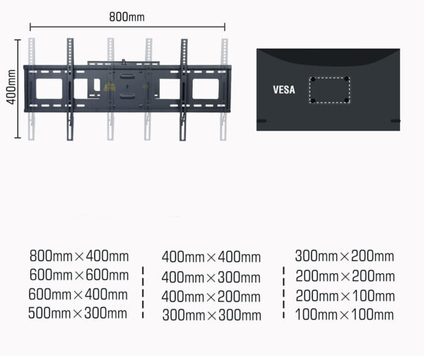 Uchwyt ścienny TV FORGING MOUNT HY9401-B, ramię 1090mm, VESA 800x400 - obrazek 2