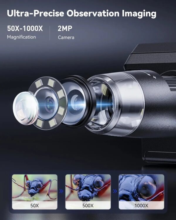 Elektroniczny mikroskop USB z ekranem LCD i zoomem 50-1000x - obrazek 5