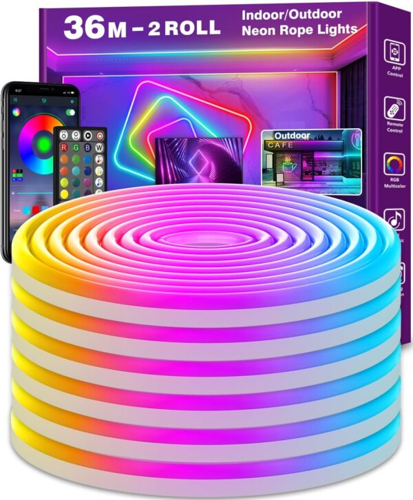 Energooszczędne inteligentna girlanda neonowa LED LETIANPAI, RGB, IP65, 36 metrów