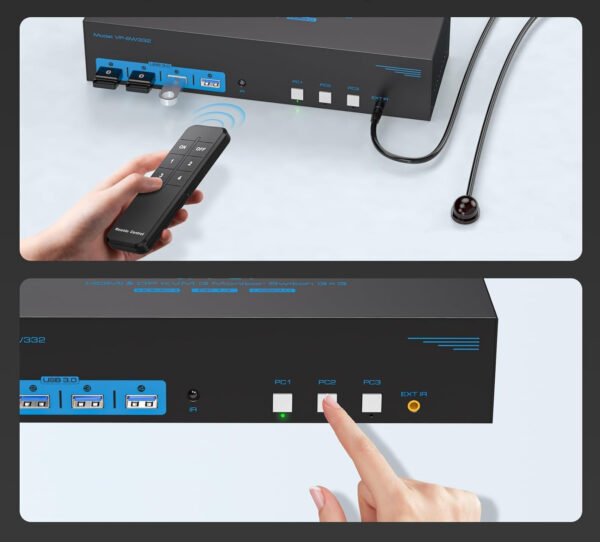 Przełącznik KVM AILVLVNG VP-SW332 8K60Hz 3xPC 3xMonitor 4K144Hz 4xUSB 3.0 POWYSTAWOWY - obrazek 3
