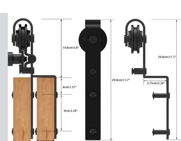 POWYSTAWOWA Okucia do drzwi przesuwnych 214 cm, zestaw do 2 drzwi 100 cm - obrazek 8