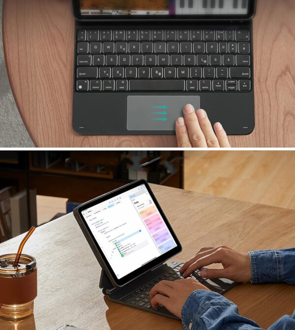Etui z klawiaturą ESR 6B014A, QWERTZ, do iPad Air 11 cali M2 2024, antracyt - obrazek 5