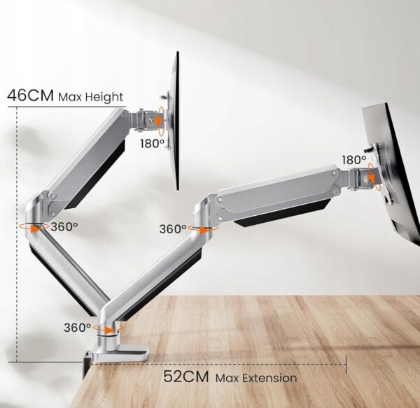 Uchwyt na dwa monitory ErGear EGDS8, 13”-32”, VESA 100/75 mm, do 8 kg - obrazek 7