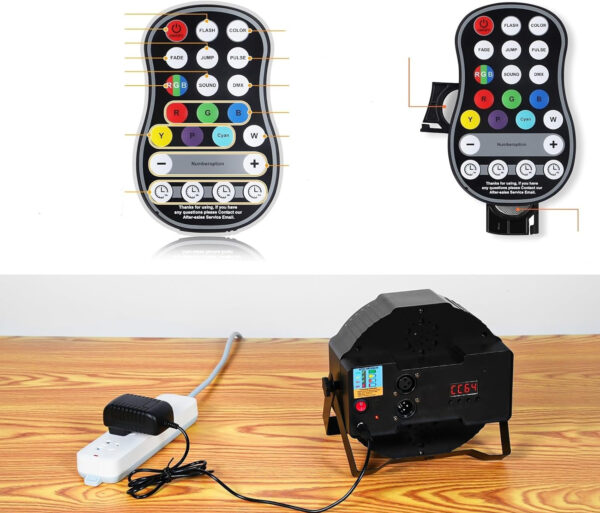 Reflektory LEDx2 ZonQoonz ZQ01104 36W z pilotem 7 trybów świecenia, zestaw - obrazek 6