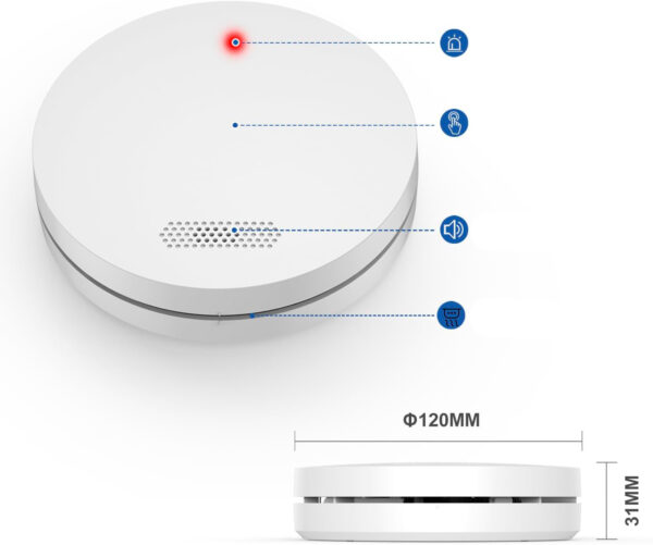 Zestaw 6 czujników dymu XINDUM alarm 85 dB funkcja wyciszenia - obrazek 3