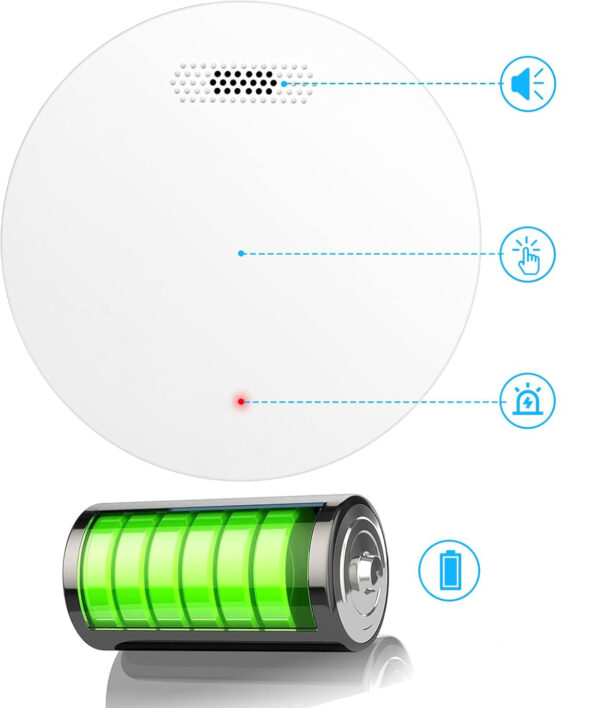 Czujnik dymu XINDUM 3200 mAh zestaw 3 sztuk z alarmem i akumulatorem, bezprzewodowe czujniki dymu do domu - obrazek 6