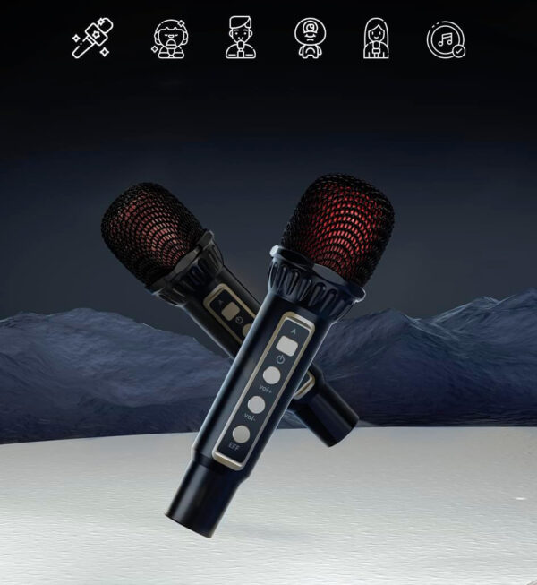 Przenośny system karaoke BONAOK Bluetooth USB z mikrofonem bezprzewodowym i efektami dźwiękowymi, do imprez domowych - obrazek 2