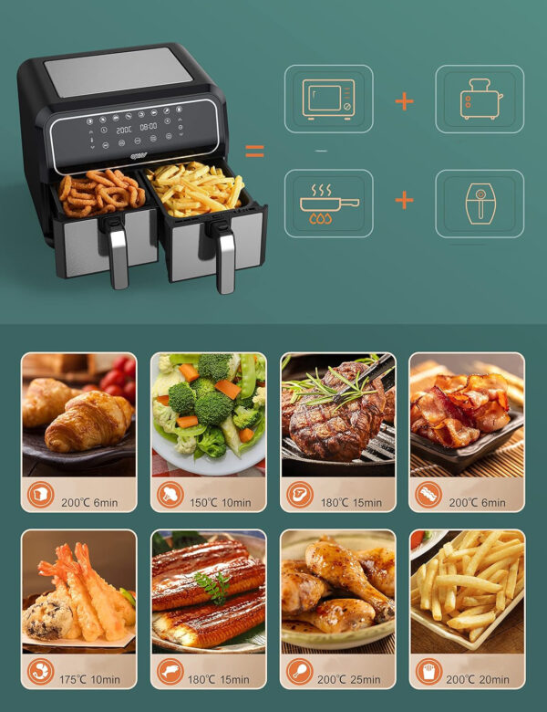Frytownica dwustrefowa Innsky IS-AF008, 1700W, 4L+4L, do 200C, 8 programów - obrazek 6