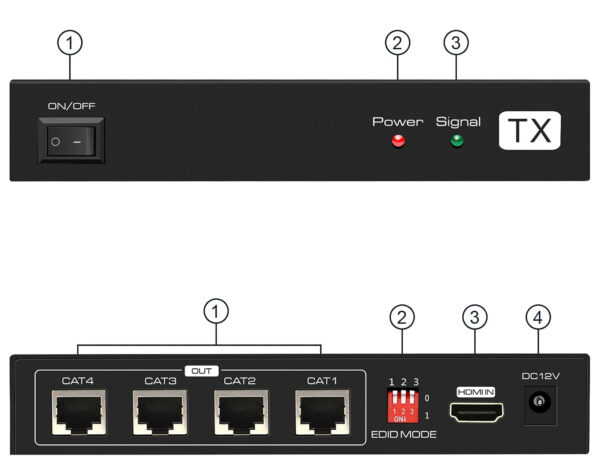 VEDINDUST HDMI Extender 1x4 50m, obsługuje EDID 1080p POC, Tendak - obrazek 4