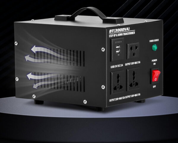Przetwornica napięcia CREWORKS, 3000 W, od 220-240 V do 110-120 V, USB - obrazek 4