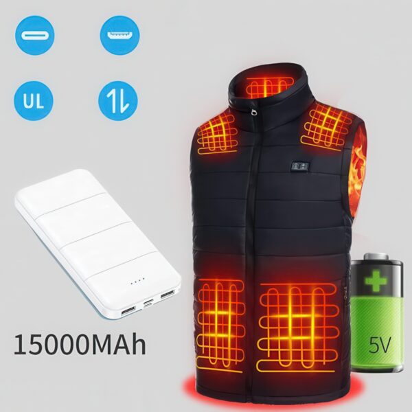 Kamizelka podgrzewana Seenew z Power Bank 15000 mAh, L, czarna - obrazek 2