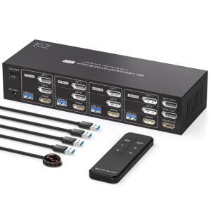 Przełącznik KVM 8K 4xPC 3xMonitor 4K144Hz 2xDP+HDMI 4xUSB 3.0 z kontrolerem