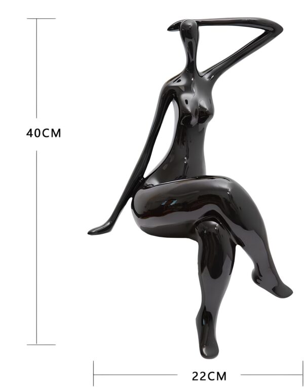 Figurka kobiety NENBOLEC czarna 40 cm elegancka dekoracja wnętrza o nowoczesnym designie - obrazek 2
