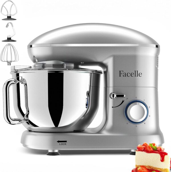Robot kuchenny, Facelle, 1300 W, 10 prędkości, 5,5 l, srebrny - obrazek 2