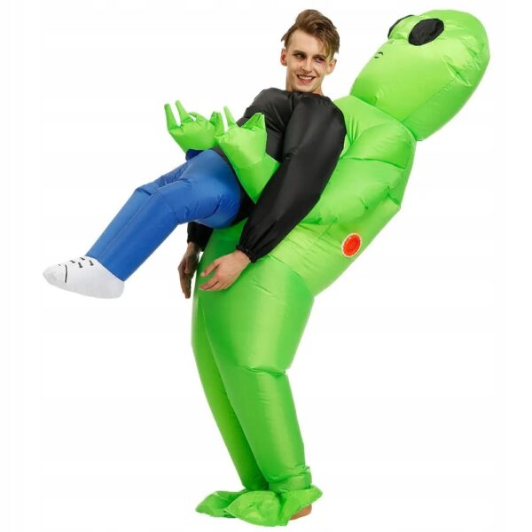 Nadmuchiwany kostium kosmity zielony strój kosmity śmieszny kostium na imprezy halloween cosplay dla dorosłych - obrazek 3
