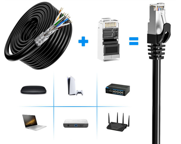 Kabel Ethernet Soibke Cat7-150BR-1 150 m, SFTP Cat 7 RJ45, 10 Gbit/s - obrazek 3