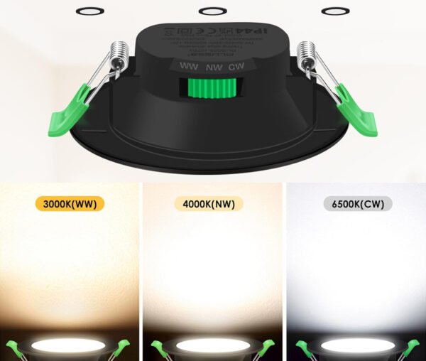 ALUSSO Reflektor 7W LED 3 kolory, regulowane, IP44, 6 szt., czarny - obrazek 2