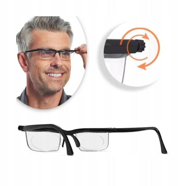 Okulary Dial Vision z regulowanymi soczewkami uniwersalne okulary do czytania i dali, z płynną regulacją dioptrii - obrazek 8