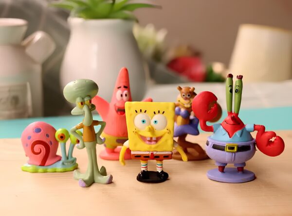Zestaw figurek SpongeBob Kanciastoporty 6 szt. postacie z bajki SpongeBob do zabawy i kolekcji wysokiej jakości wykonanie - obrazek 6
