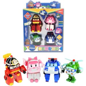 Zestaw figurek Robocar Poli Samochodziki-transformery Robocar Poli 4 szt Figurki do zabawy Robocar Poli