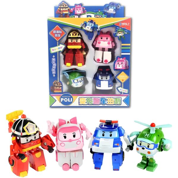 Zestaw figurek Robocar Poli Samochodziki-transformery Robocar Poli 4 szt Figurki do zabawy Robocar Poli