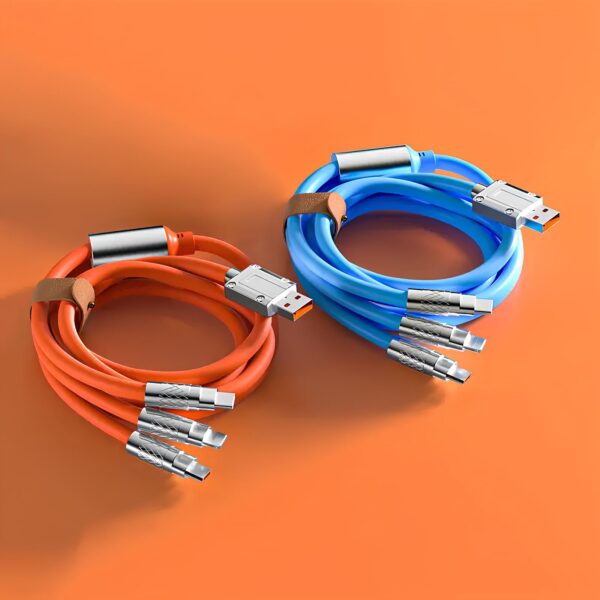 Kabel szybkiego ładowania USB 3w1 typu C 120w 6A 150cm pomaranczowy - obrazek 7