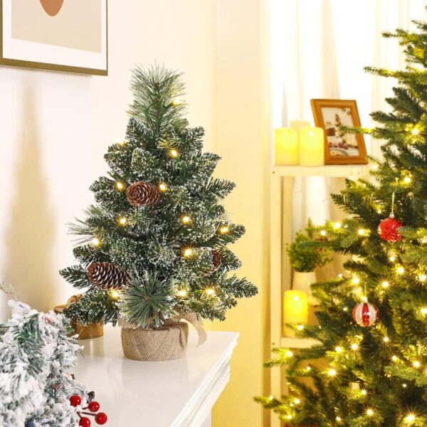 Mini choinka 20 ciepłych białych diodów LED śnieżnobiała 40 cm Yorbay - obrazek 6