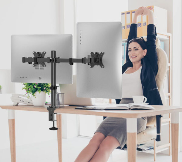 Uchwyt na dwa monitory BONTEC MDM002L, 13-27'', VESA 75/100 mm, Powystawowy - obrazek 2