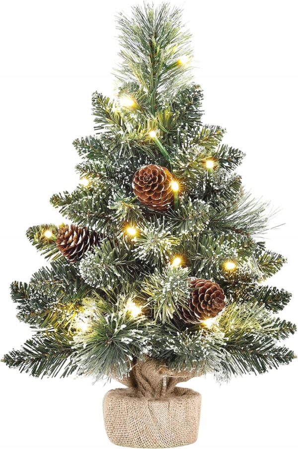 Mini choinka 20 ciepłych białych diodów LED śnieżnobiała 40 cm Yorbay