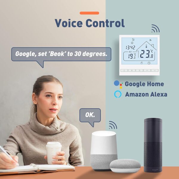 Inteligentny termostat Beok Tuya ścienny Wi-FiAlexa, Google TOL47WIFI-WPB - obrazek 8