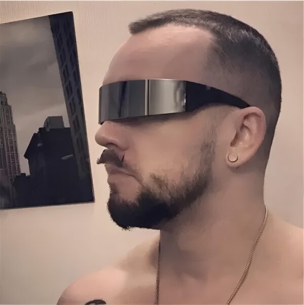 Futurystyczne okulary przeciwsłoneczne srebrne stylowe okulary UV400 z lustrzaną powłoką, modny design unisex - obrazek 5