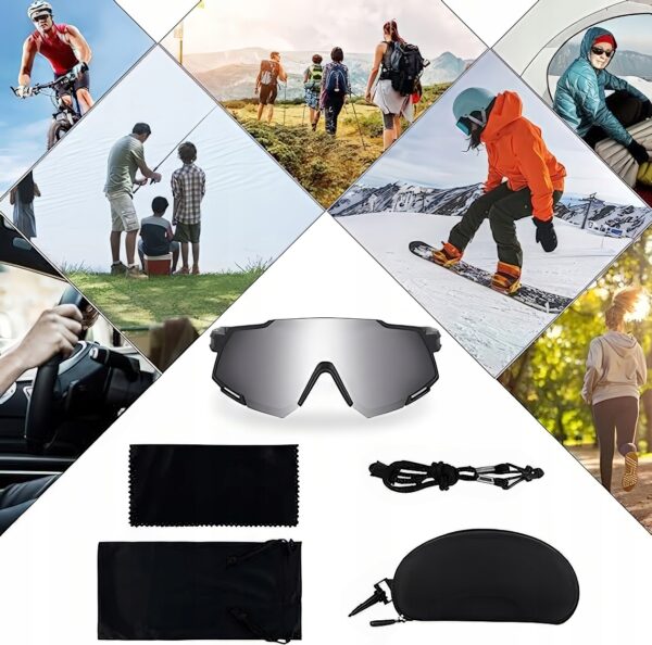Okulary sportowe JUNDINGYUN z 5 wymiennymi soczewkami, 100% UV - obrazek 6
