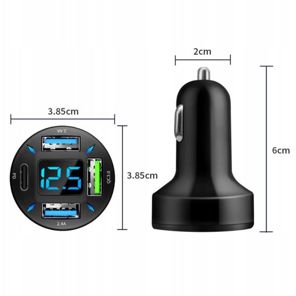 Szybka ładowarka samochodowa USB-C PD USB QC 3.0 szybkie ładowanie do telefonu w aucie - obrazek 9