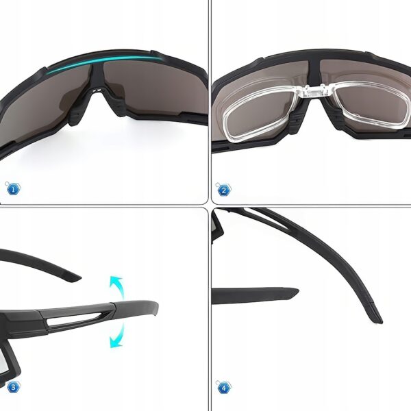 Okulary sportowe JUNDINGYUN z 5 wymiennymi soczewkami, 100% UV - obrazek 2