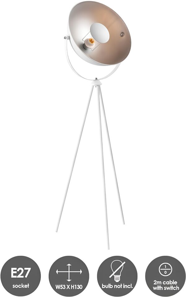 USZKODZONA Lampa podłogowa Faber Tripod E27 nie działa nowoczesna oprawa salonowa trójnóg - obrazek 4