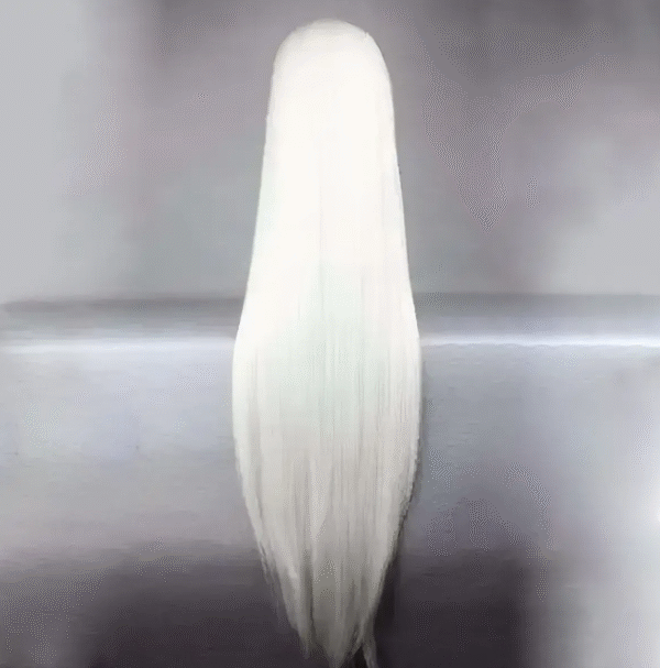Długie białe peruki proste 100cm cosplay anime syntetyczne włosy do przebrania sesji zdjęciowej - obrazek 3