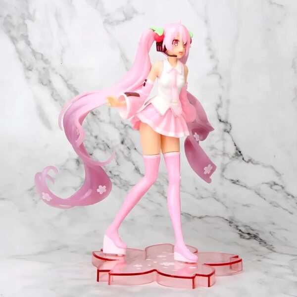Figurka anime Miku Hatsune Sakura 15 cm kolekcjonerska figurka japońskiej idolki w wersji sakura - obrazek 3