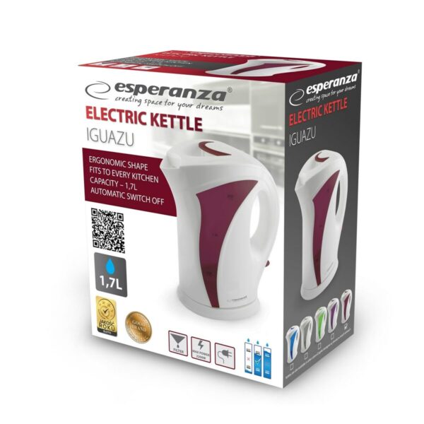 Czajnik Esperanza EKK018R Biały Czerwony Plastikowy 2200 W 1,7 L - obrazek 2