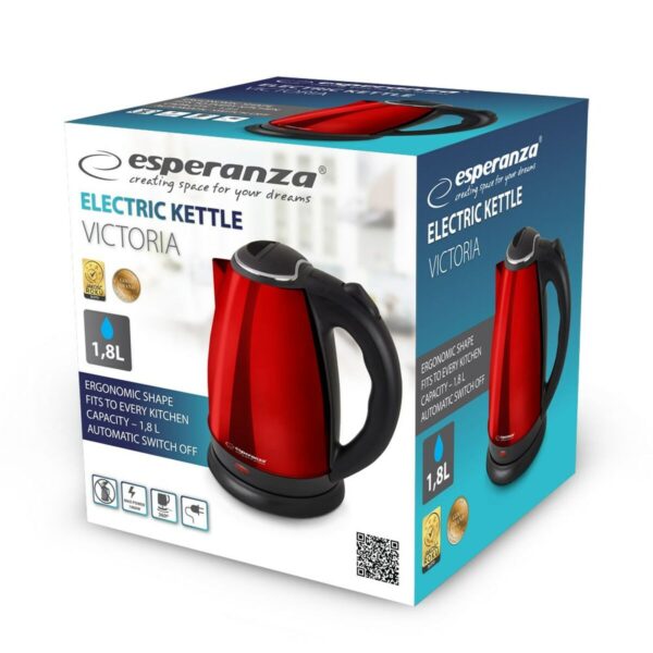 Czajnik Esperanza EKK113R Czarny Czerwony Stal nierdzewna Plastikowy 1800 W 1,8 L - obrazek 2