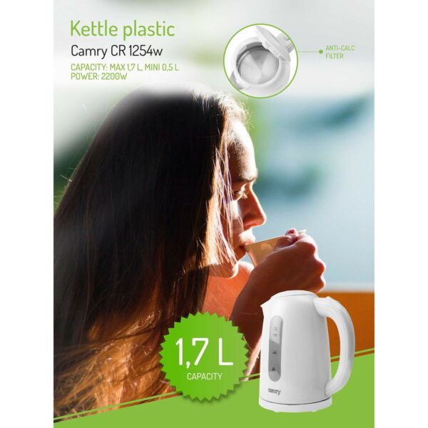 Czajnik Adler CR 1254W Biały Plastikowy 2200 W 1,7 L - obrazek 3
