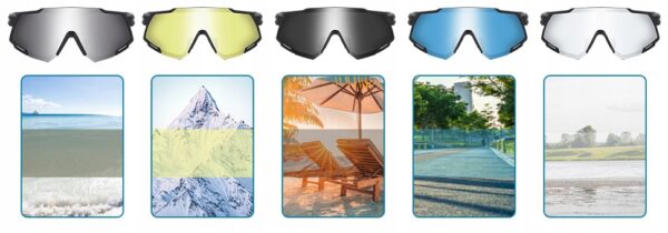 Okulary sportowe JUNDINGYUN z 5 wymiennymi soczewkami, 100% UV - obrazek 7