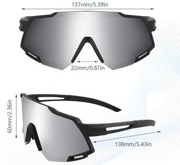Okulary sportowe JUNDINGYUN z 5 wymiennymi soczewkami, 100% UV - obrazek 3