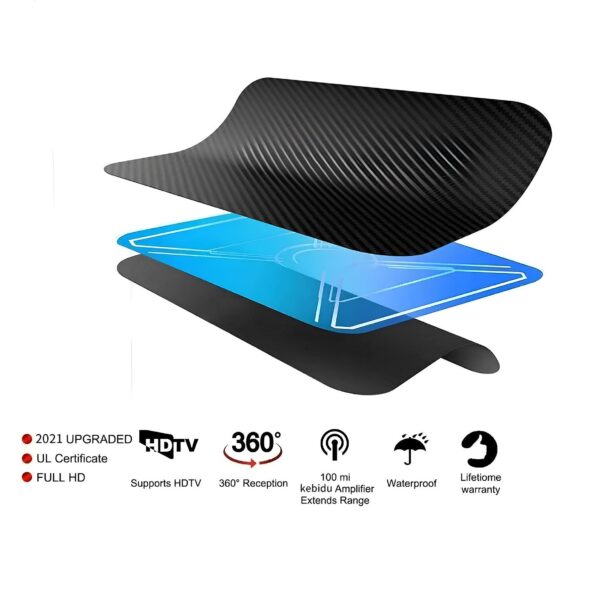 Cyfrowa antena wewnętrzna 1080p 4K FullHD DVB-T/T2 antena TV naziemna HD - obrazek 3