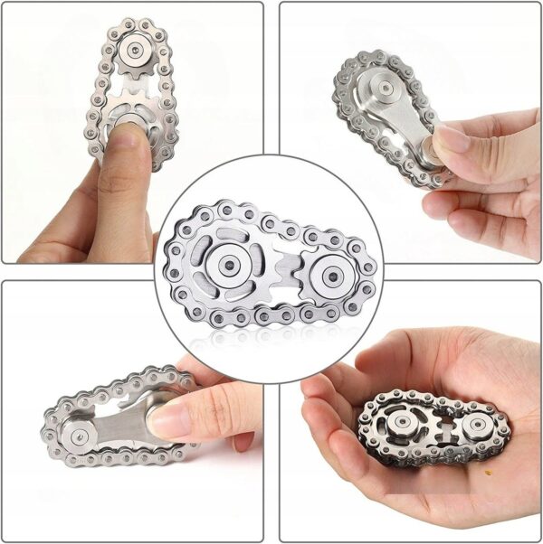 Fidget Spinner Koło Łańcuchowe Koło Zamachowe antystresowa zabawka z łożyskiem metalowa konstrukcja i płynny ruch - obrazek 2