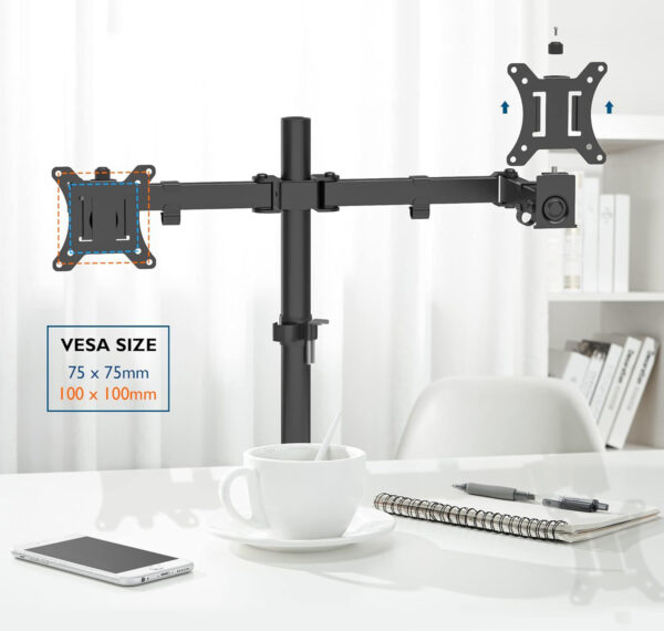 Uchwyt na dwa monitory BONTEC MDM002L, 13-27'', VESA 75/100 mm, Powystawowy - obrazek 4