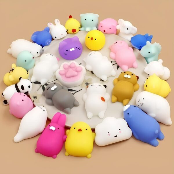 Zestaw MOCHI Squishy Squishies GNIOTKI 50 szt kolorowe miękkie i rozciągliwe figurki antystresowe dla dzieci i dorosłych - obrazek 6