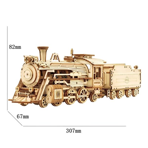 Zestaw konstrukcyjny Robotime Lokomotywa 308 elementów  model 3D 307x67x82 cm - obrazek 3