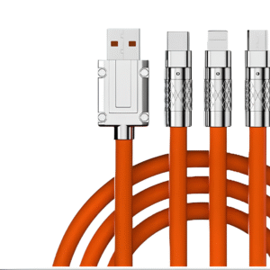 Kabel szybkiego ładowania USB 3w1 typu C 120w 6A 150cm pomaranczowy