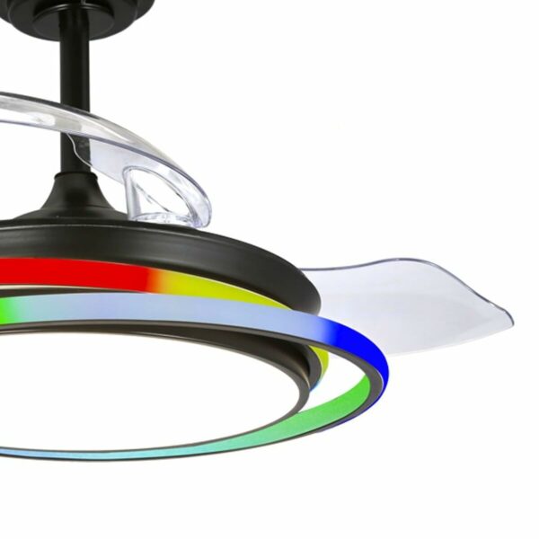 Wentylator sufitowy CristalRecord ANTILA MINI RGB BK RETRAC Czarny - obrazek 2