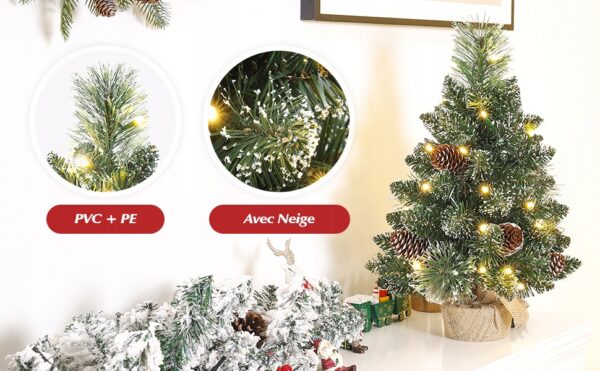 Mini choinka 20 ciepłych białych diodów LED śnieżnobiała 40 cm Yorbay - obrazek 8